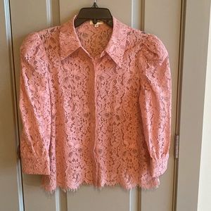 Lace button up blouse with 3/4 sleeves